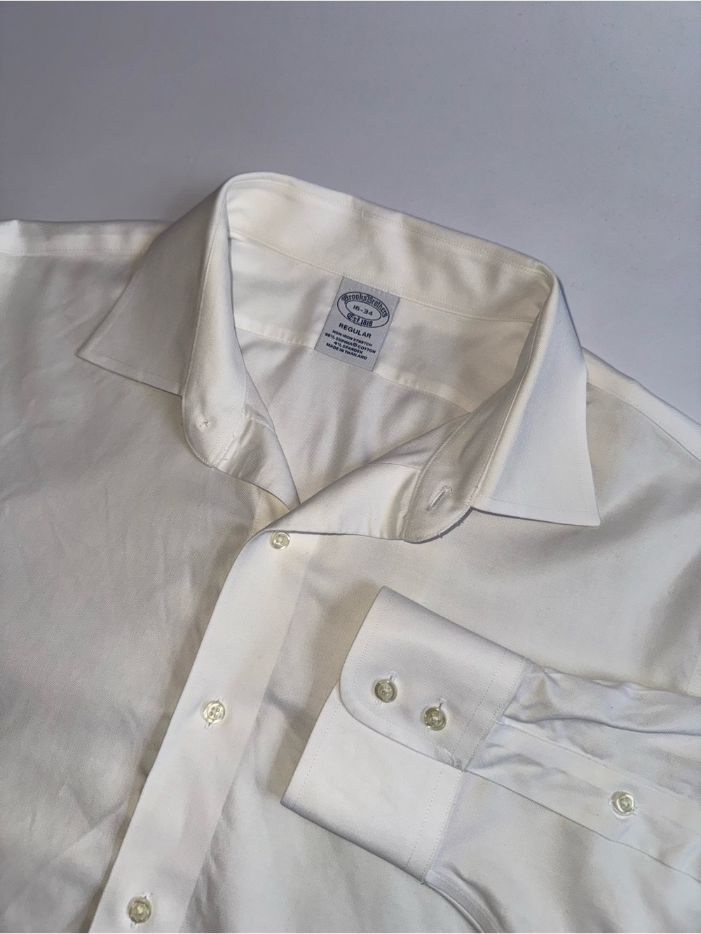 Brooks Brothers Men’s 16 34 Large White Non-Iron Supima Cotton Dress